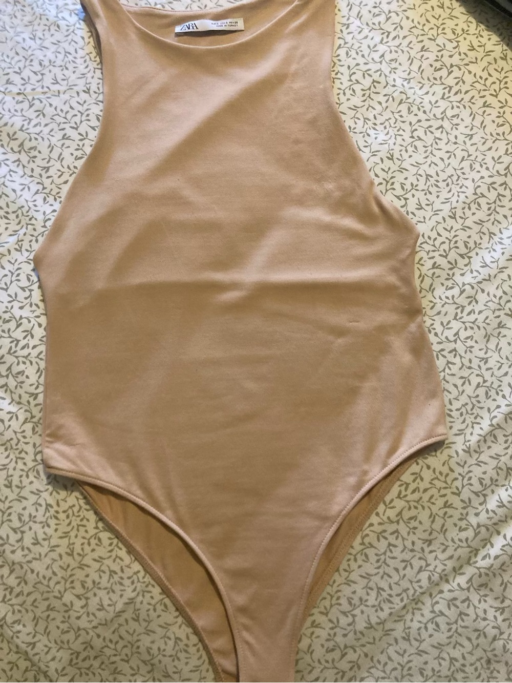 Zara Short Sleeve Crewneck Top in Camel